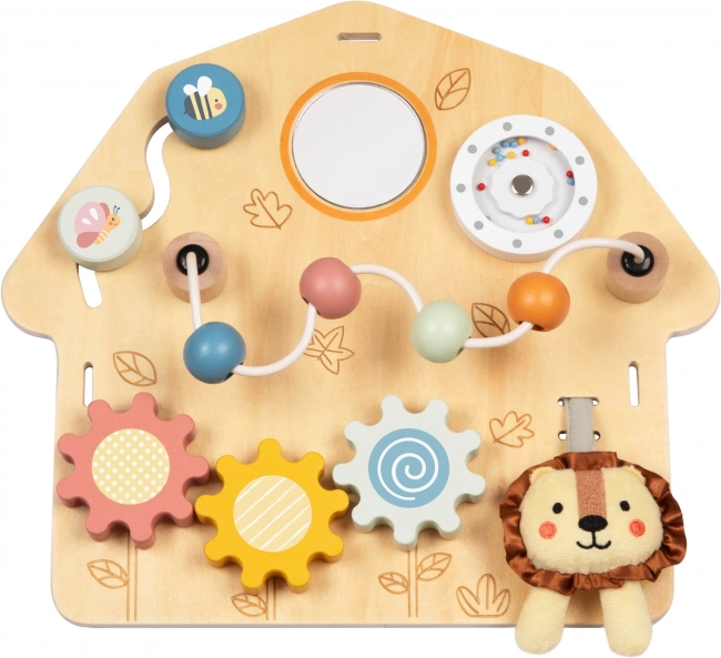 Tooky Toy Veľká Drevená Manipulačná Tabuľa Domček - Centrum Aktivít