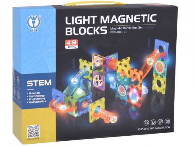 Magnetické stavebnice 3D pre deti - vytvorte svietiacu guľkovú dráhu