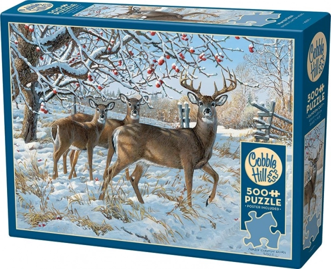 Puzzle Jeleni v zime 500 dielikov