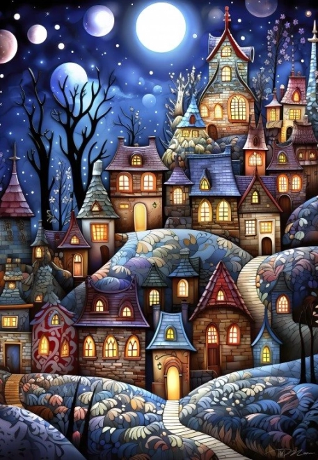 Puzzle Dedinka pri splne 1000 dielikov