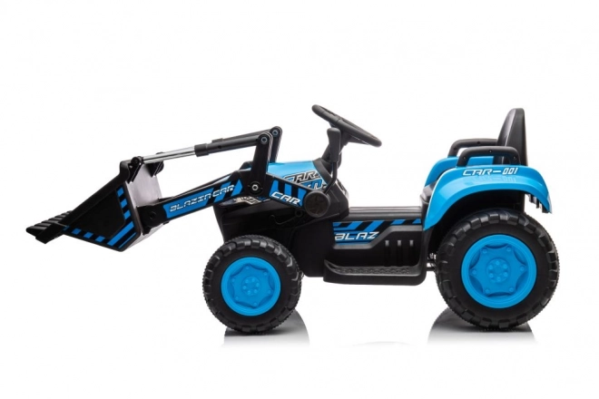 Elektrický detský traktor s lyžicou modrý
