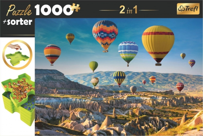 Trefl puzzle s triedičom 2v1 balónmi nad Kapadóciou 1000 dielikov