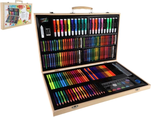 Kreatívna maliarska sada 180 ks v drevenom kufríku 47 × 30 × 4,5 cm