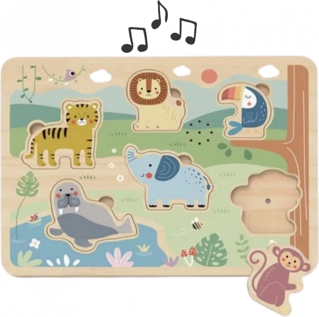 Tooky Toy Drevo Interaktívne Puzzle Zvieratká