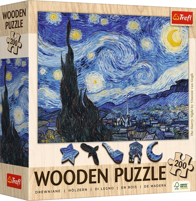 Drevené puzzle Art: Vincent van Gogh - Hviezdna noc 200 dielikov