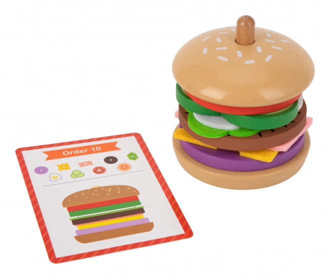 Woopie drevená burger reštaurácia skladačka pre deti