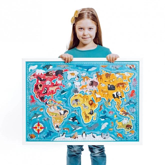 Puzzle 60 ks – Mapa sveta so zvieratami