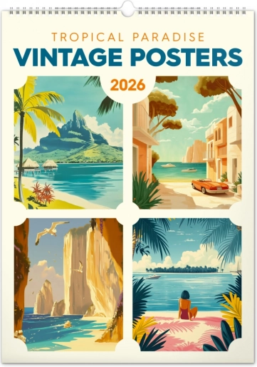 Nástenný kalendár Vintage plakáty Tropické raje 2026