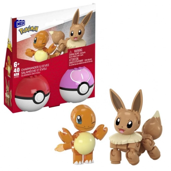 Stavebnice Pokémon Pokéball 2-balenie Charmander a Eevee