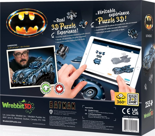 Wrebbit 3D puzzle Batman: Batmobil 255 dielikov