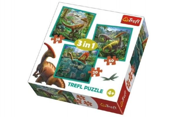 Trefl puzzle 3v1 - Neobyčajný svet dinosaurov