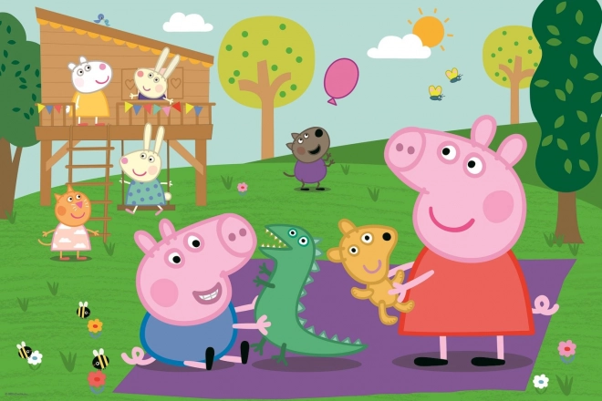 Puzzle Super Shape XXL Peppa Pig: Hranie s bráškom 60 dielikov