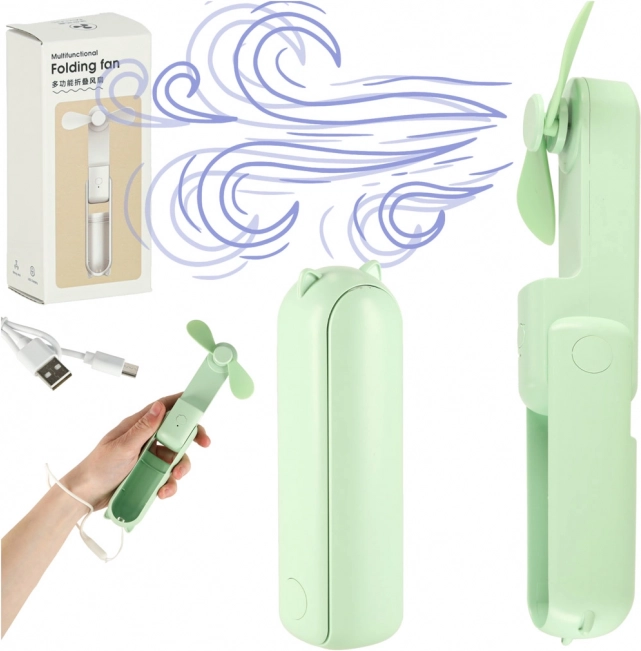 Mini prenosný USB ventilátor skladací zelený