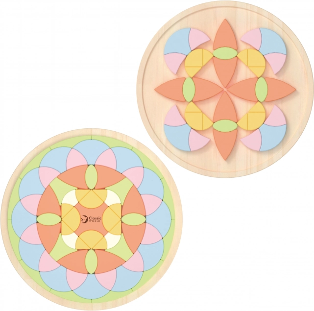 Pastelová mandala Montessori mozaika kvety