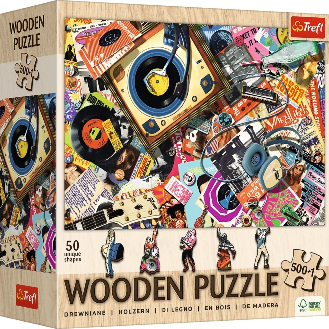 TREFL Drevené obojstranné puzzle Vo svete hudby 501 dielikov