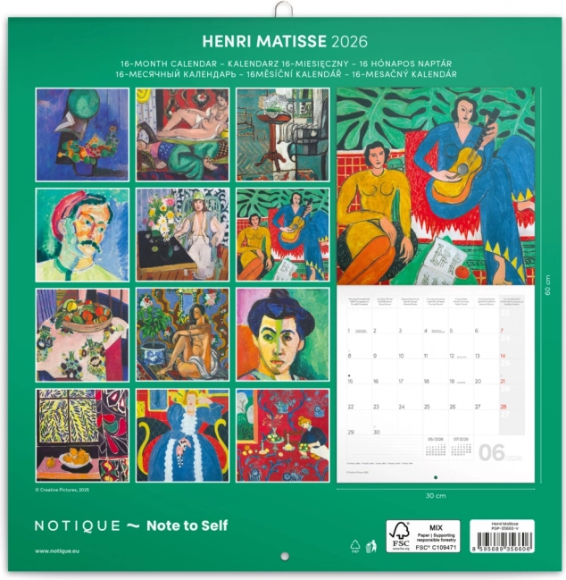 Poznámkový kalendár Henri Matisse 2026