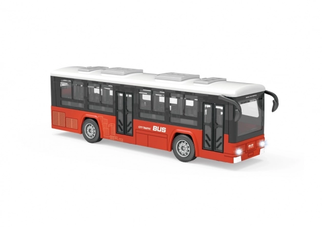 Červený autobus so svetelnými a zvukovými efektami