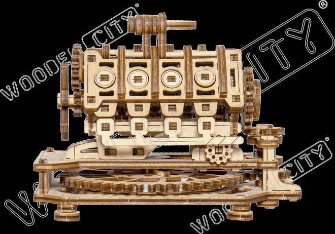 Drevené 3D puzzle Motor V8, 200 dielov