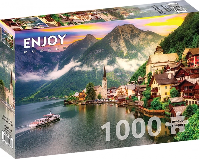 Puzzle Hallstatt pri západe slnka Rakúsko 1000 dielikov