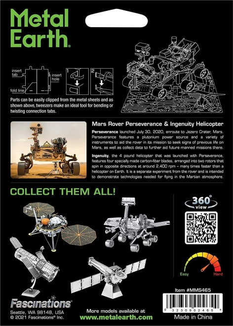 Metal Earth 3D puzzle Mars Rover Perseverance a Ingenuity vrtuľník