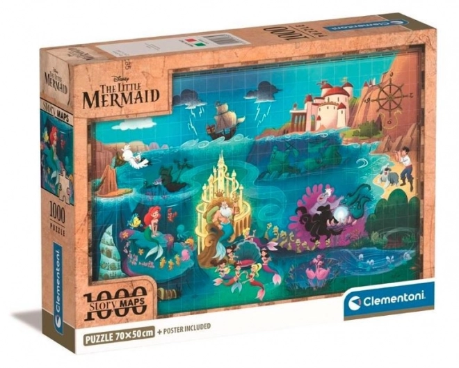 Clementoni Puzzle 1000 dielikov - Disney Maps Malá morská víla