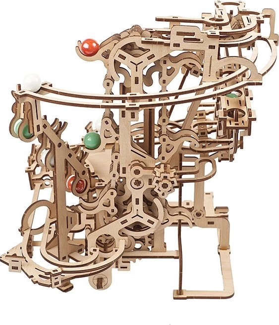 Ugears 3D drevené mechanické puzzle Guľôčková a reťazová dráha