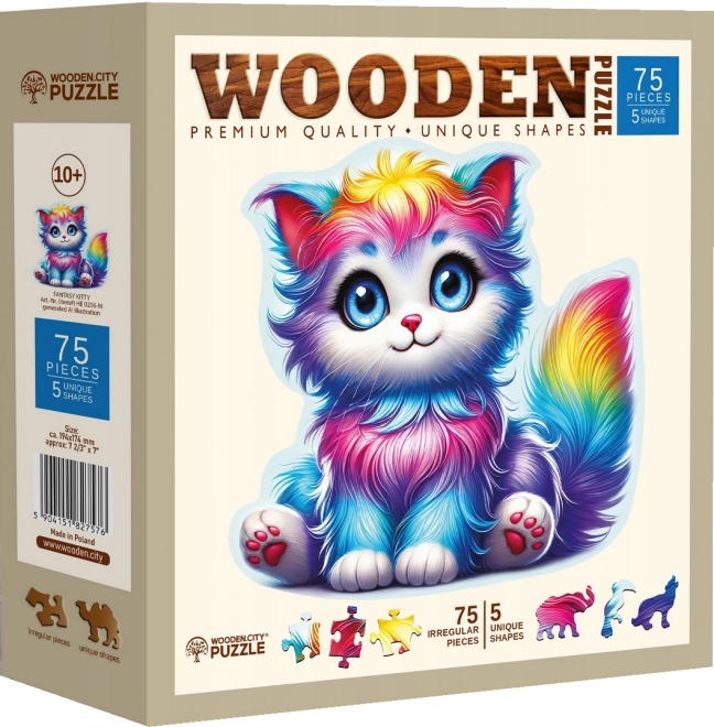 Drevené puzzle Farebné mačiatko