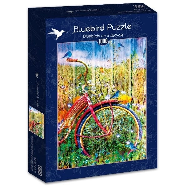 Puzzle Modrí vtáčikovia na bicykli 1000 dielikov