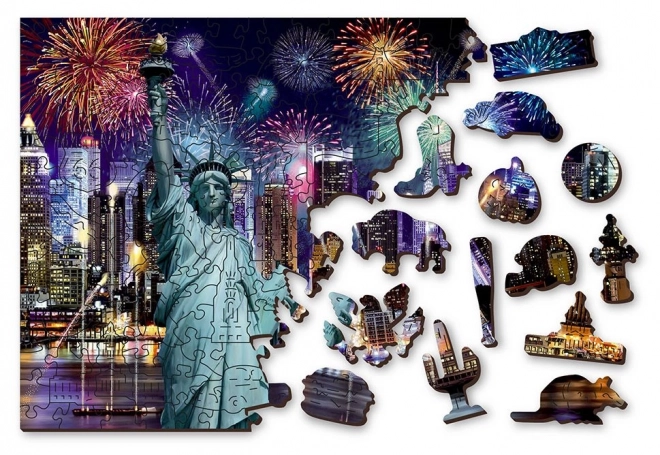 Drevené puzzle Nočný New York 2v1