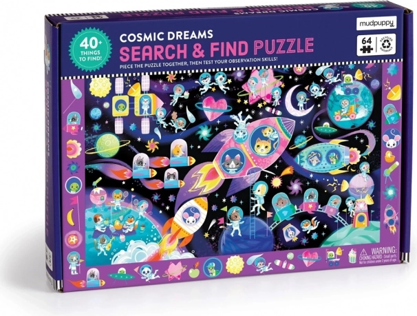 Puzzle Hľadaj a nájdi Vesmírne sny 64 dielikov