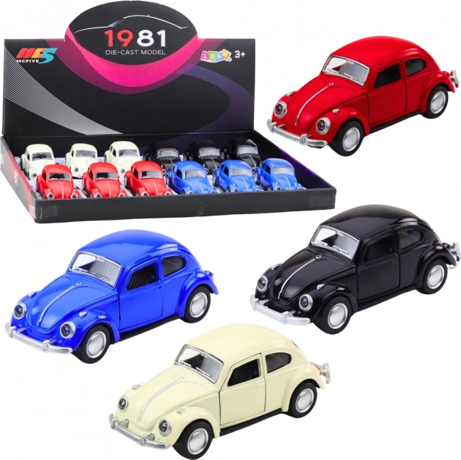 Klasické auto Chrobák kovový model s trecím pohonom 1:36