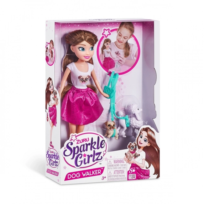 Lalka 27 cm so súpravou prechádzka so psíkom Sparkle Girlz