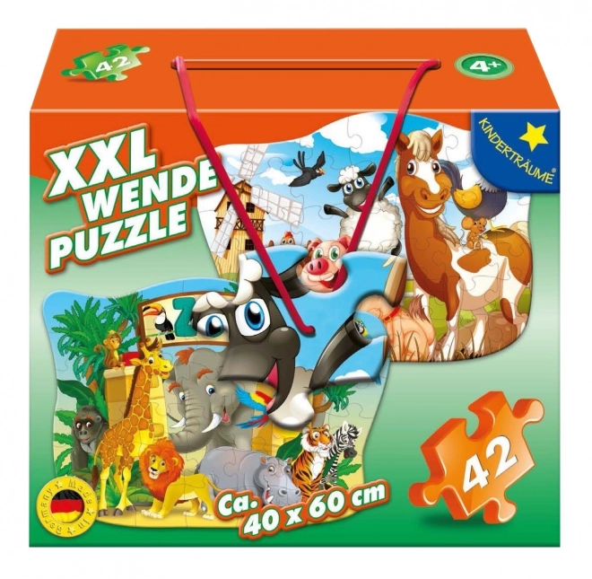 Obojstranné puzzle Zvieratká z farmy a zoo XXL