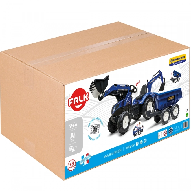 Traktor New Holland s prívesom modrý pre deti od 3 rokov