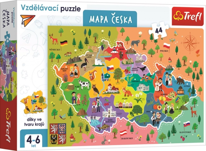 Puzzle Mapa Českej republiky 44 dielikov