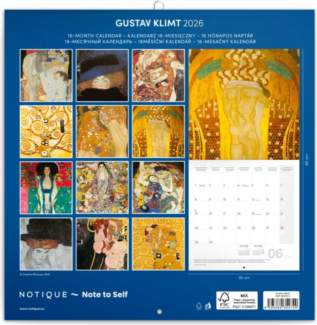 Poznámkový kalendár Gustav Klimt 2026