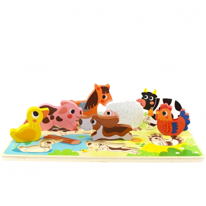 Tooky Toy drevené puzzle Zvieratká na farme
