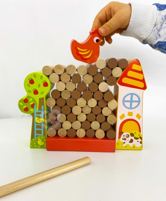 Tooky Toy Drevená Hra Spadni Kura Farma