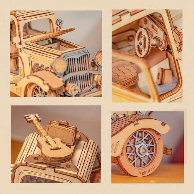 Auto Vintage - moderné 3D drevené puzzle