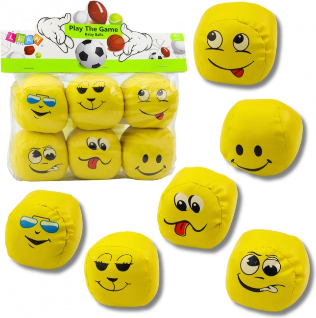 Mäkké Športové Loptičky Emotikony Sada 6 ks 7 cm
