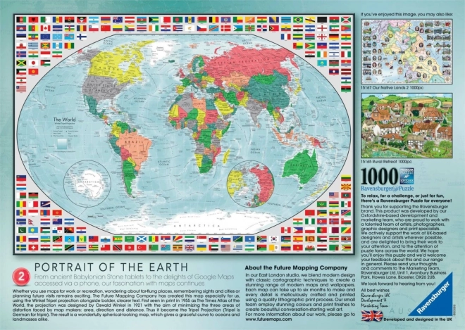 Farebná mapa sveta - 1000 dielikov