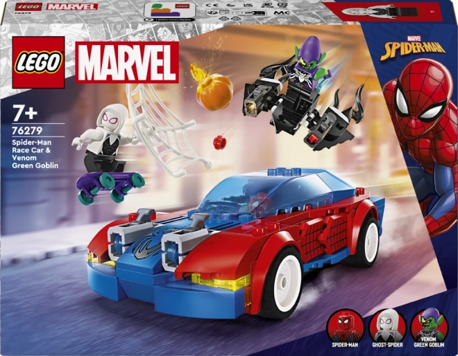 Lego Marvel Spider-Man závodné auto a Venom Zelený Goblin