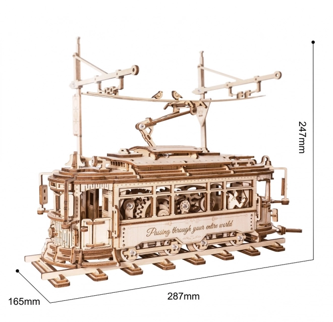 RoboTime 3D drevené mechanické puzzle Električka