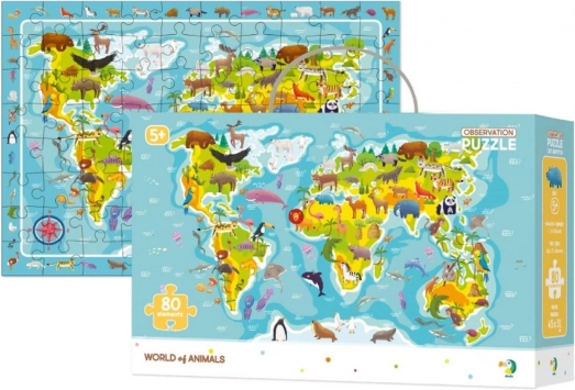 Puzzle svet zvierat 80 dielikov 45 × 31 cm