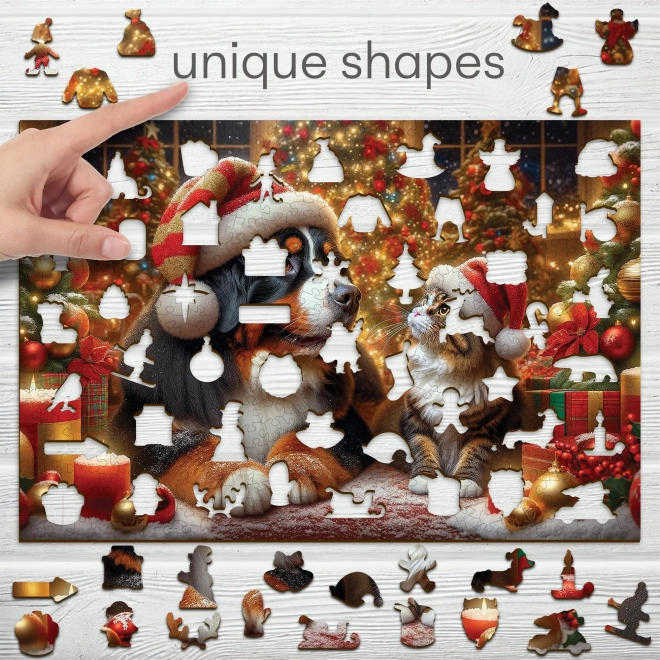 Drevené puzzle mačka a pes od WOODEN CITY