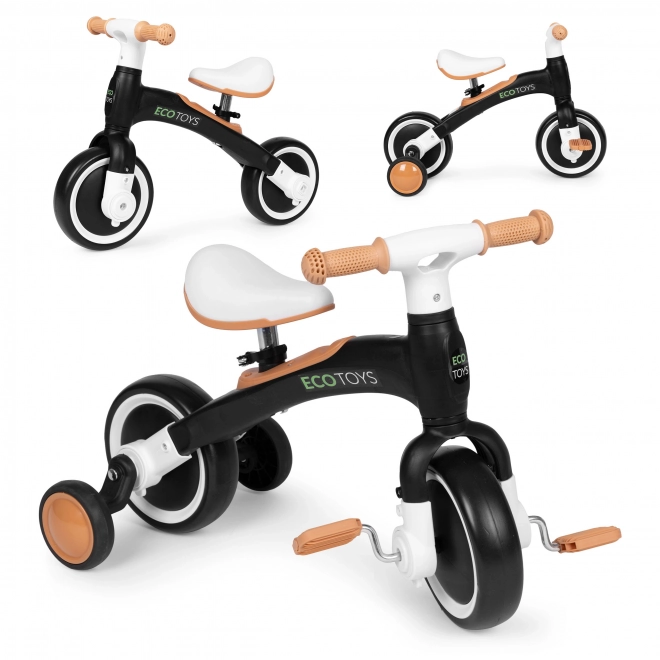 Detský odrážadlo s pedálmi 3-v-1 čierna ECOTOYS