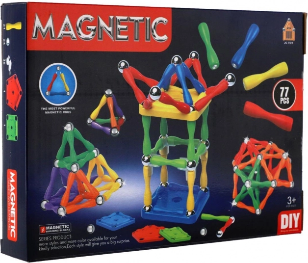 Magnetická stavebnica pre deti - 77 dielov
