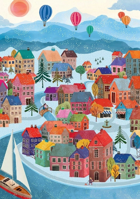 Puzzle Dedina v zime 500 dielikov