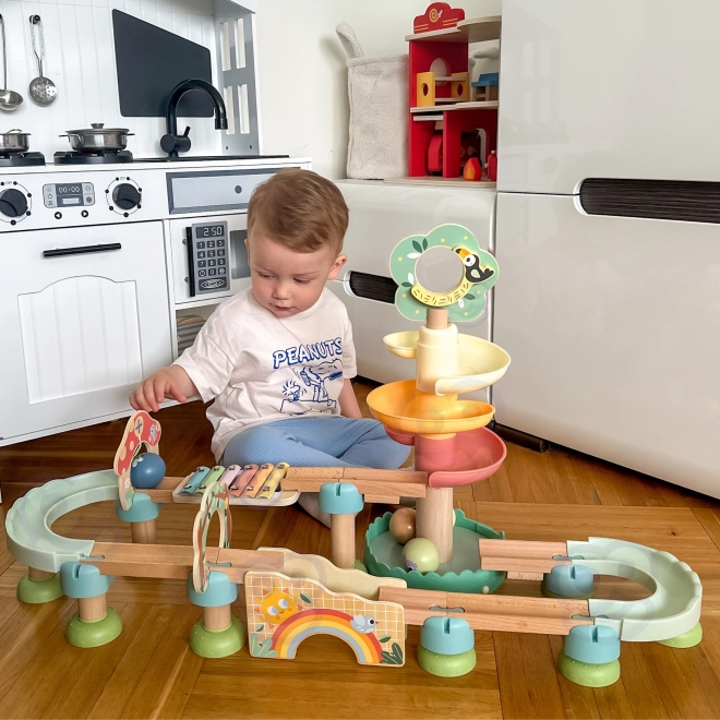 Drevená guličková dráha s Xylofónom Tooky Toy 44 ks