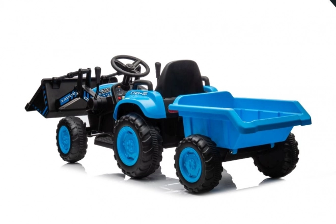 Elektrický detský traktor s lyžicou modrý